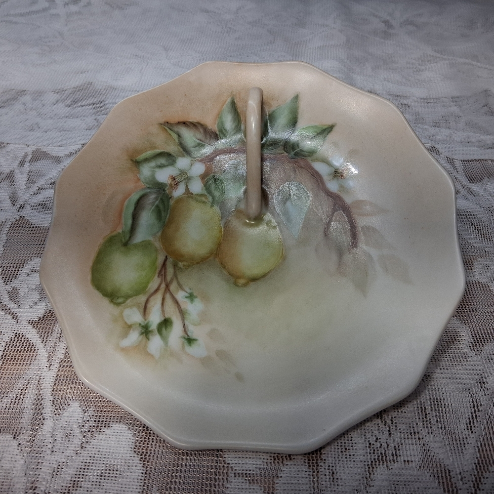 Vintage Hand-painted Fruit Citrus Dish Lemon Tray Tea Service Handled Plate - Picture 5 of 16